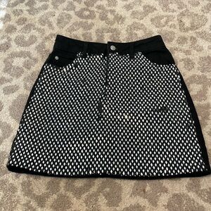 TopShop Black Denim Rhinestone Mini Skirt Size 2